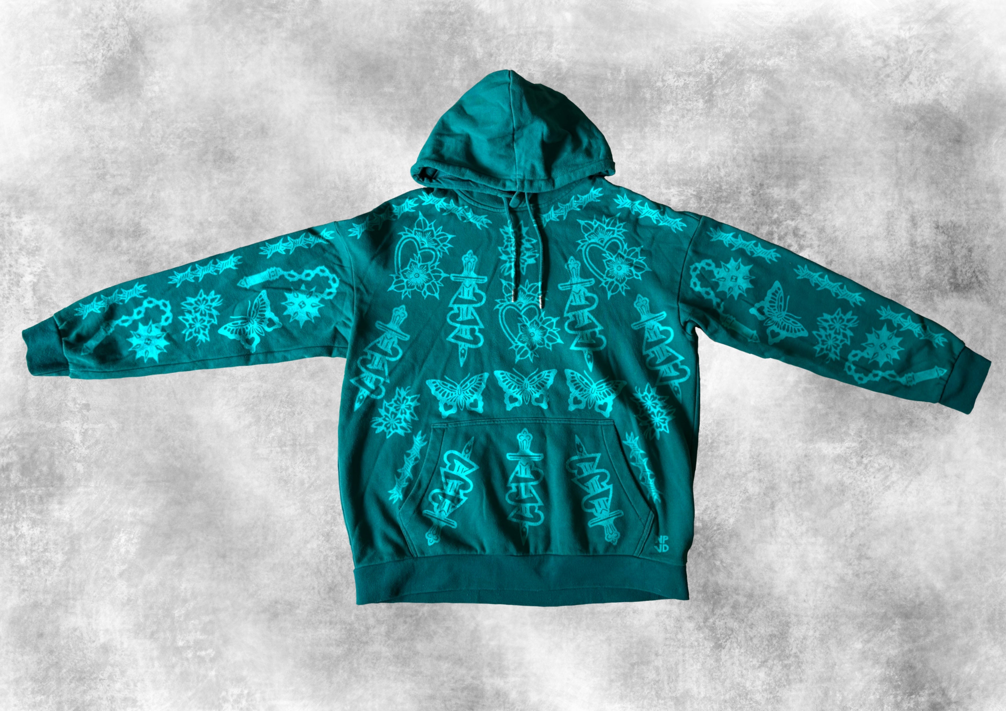 GREEN ALLPRINT HOODIE