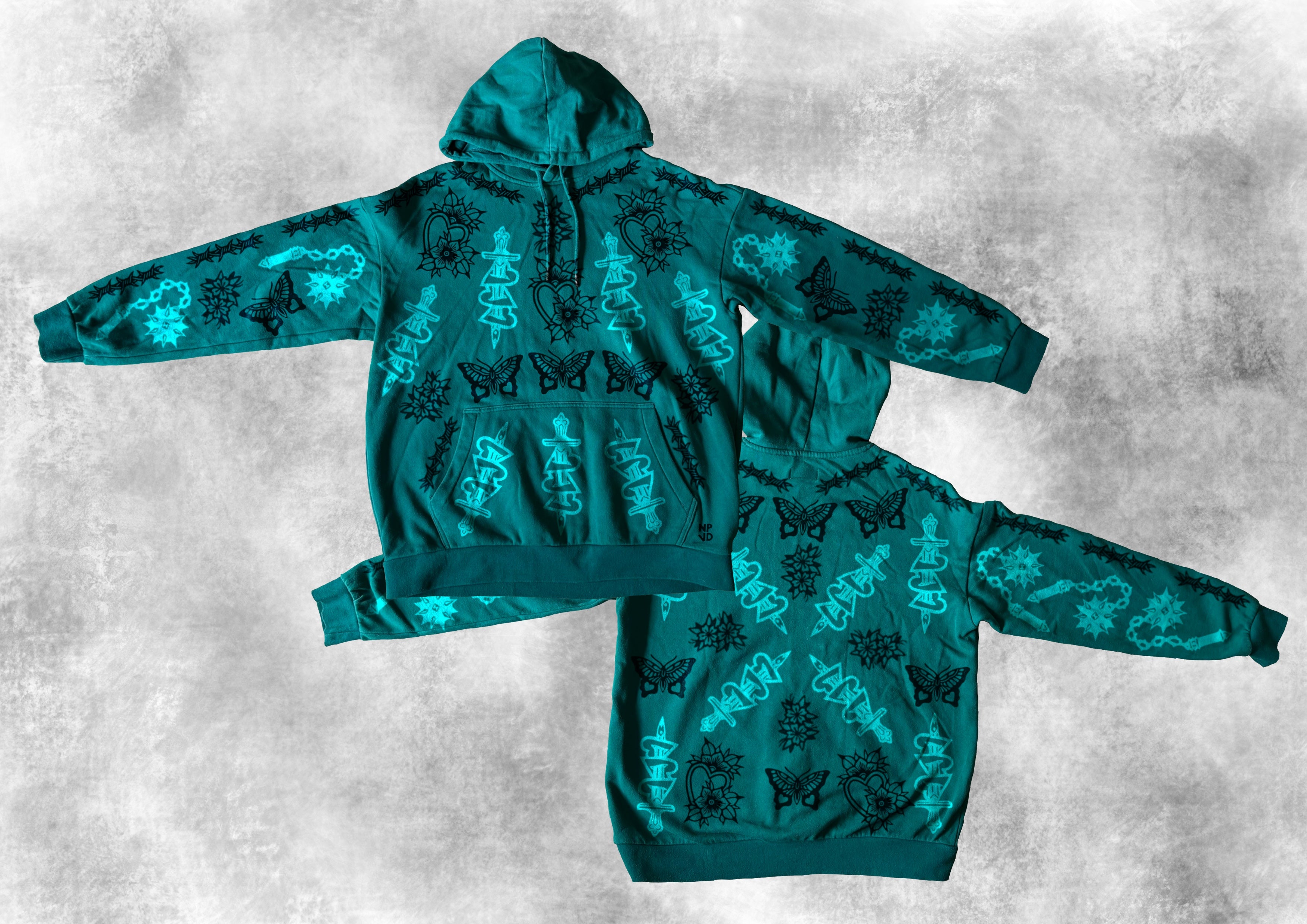 GREEN ALLPRINT HOODIE