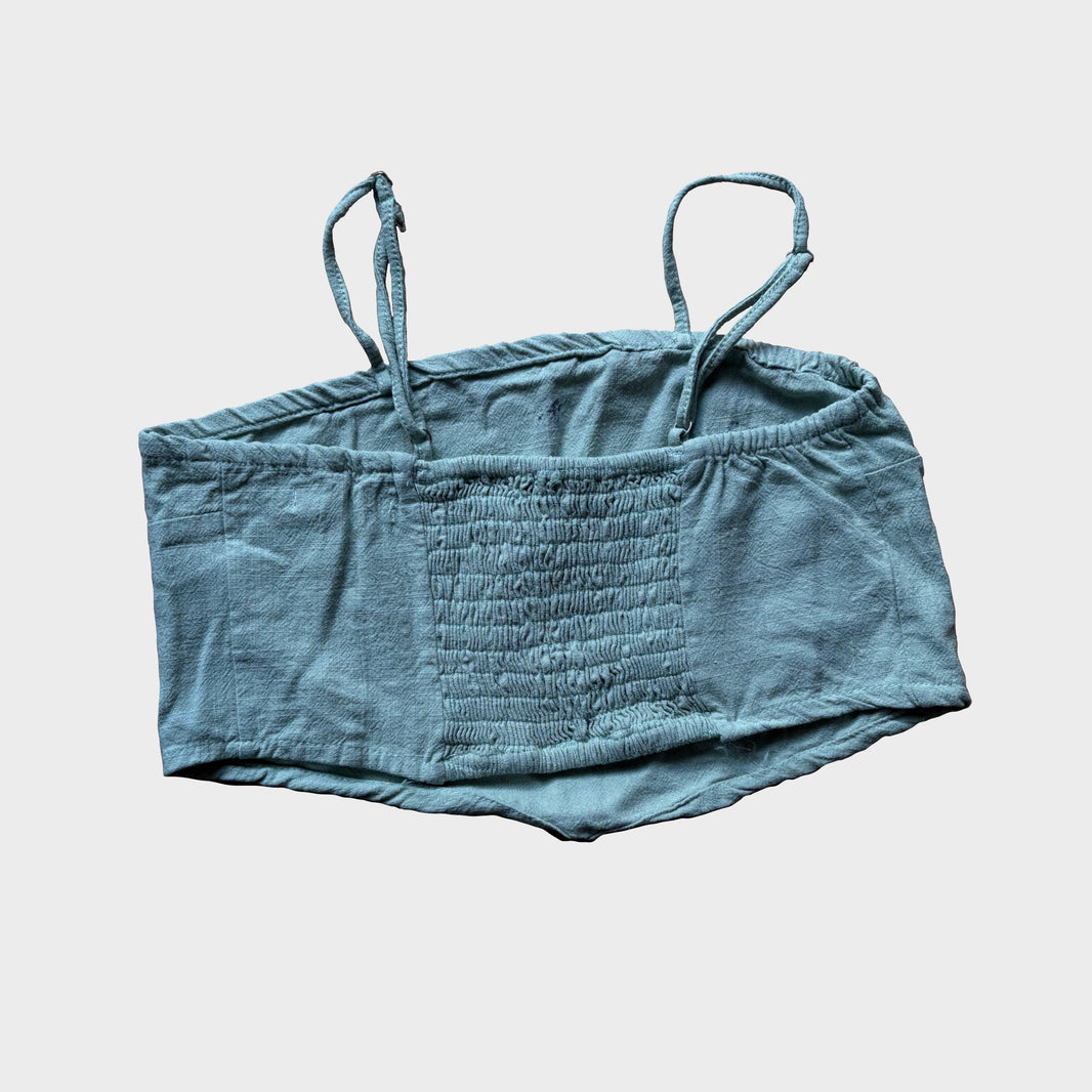 Lily & Bows Hand-Printed Pastel Green Crop Top – L