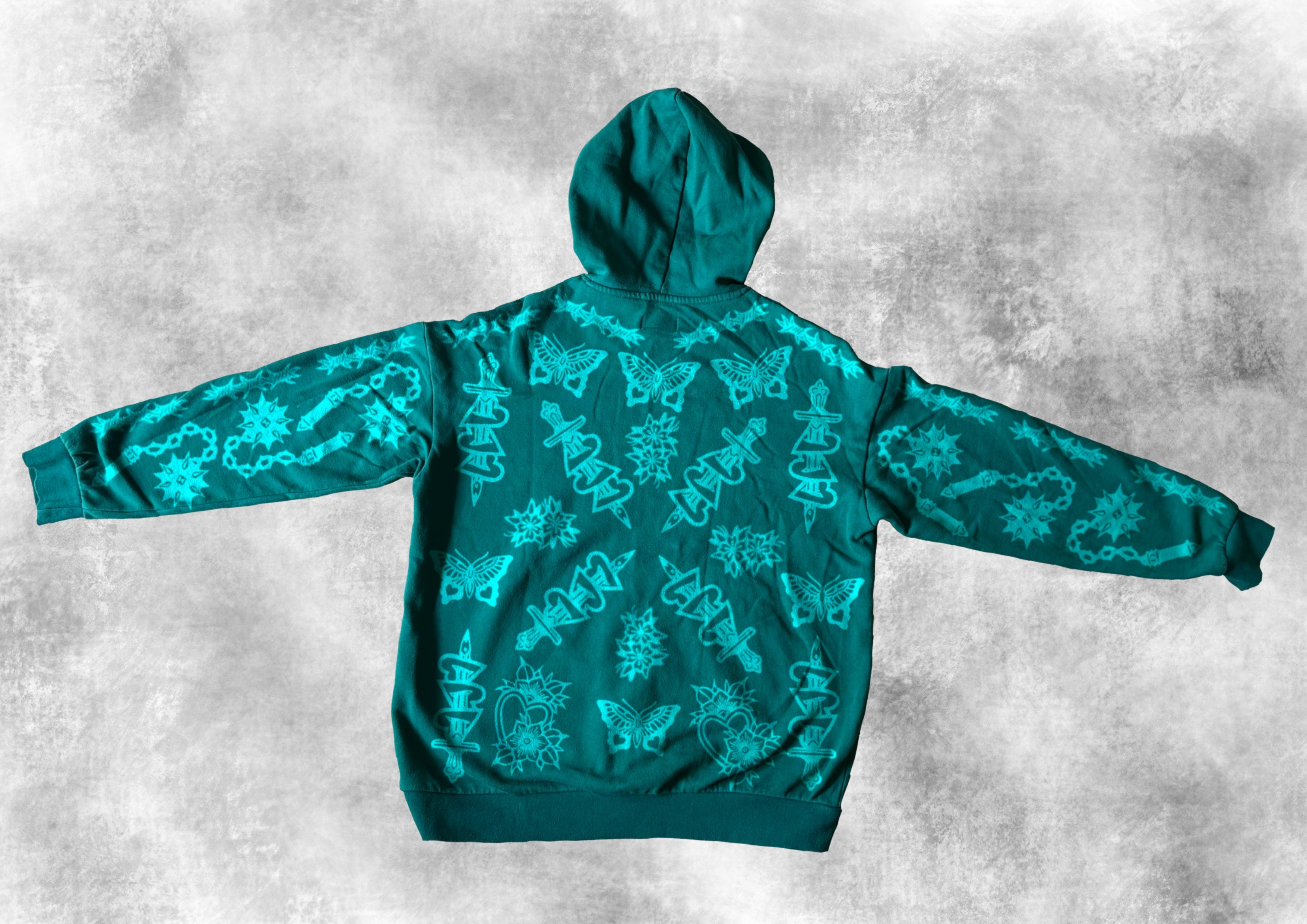 GREEN ALLPRINT HOODIE