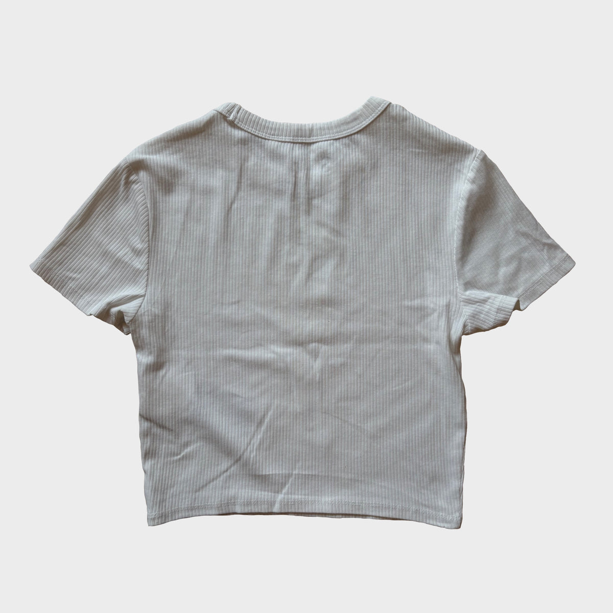Heart & Scissors Hand-Printed White Crop Top – S