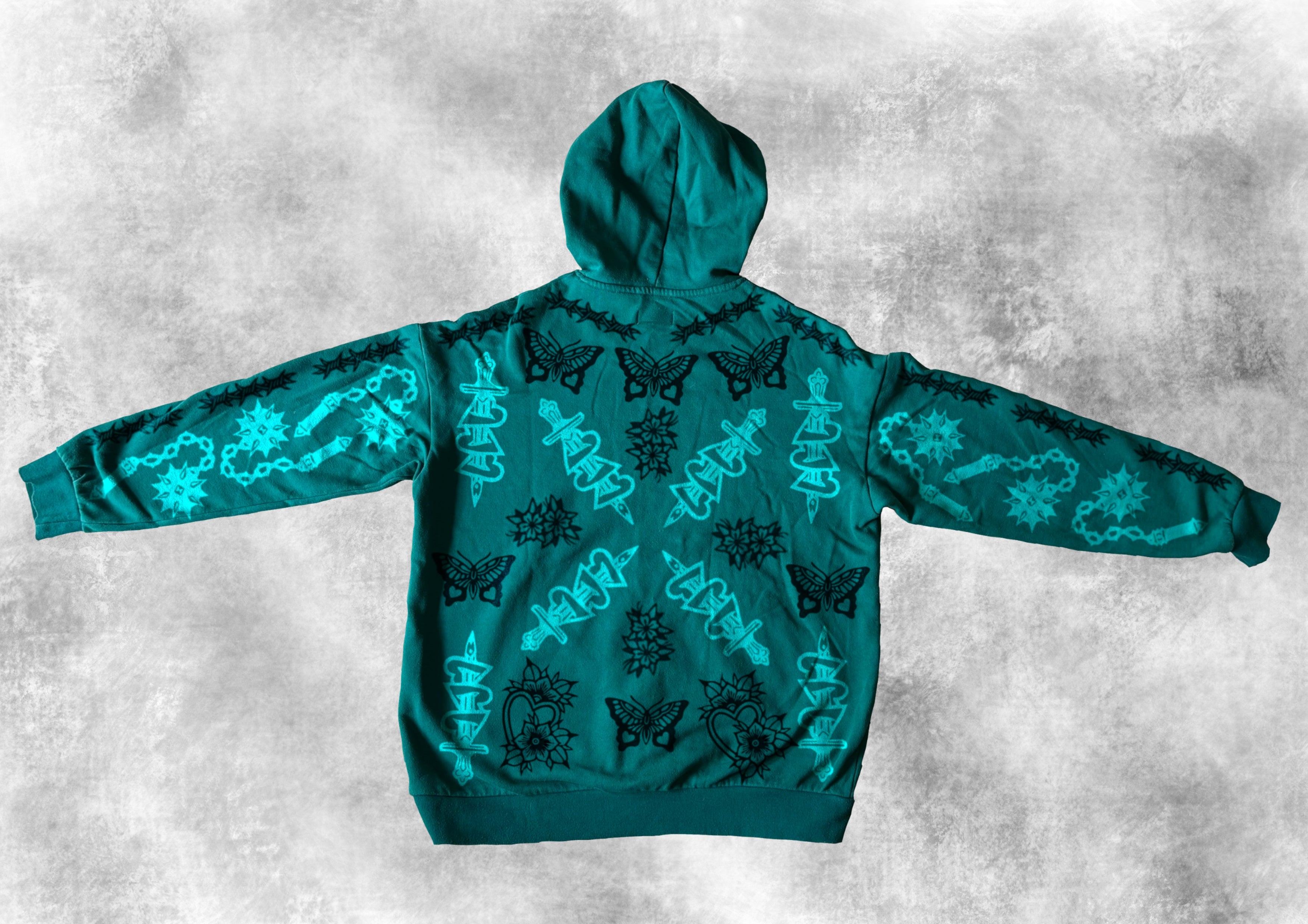 GREEN ALLPRINT HOODIE