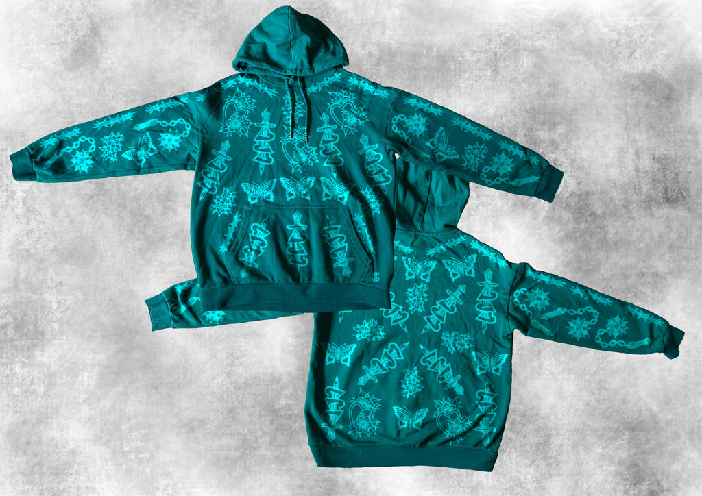 GREEN ALLPRINT HOODIE