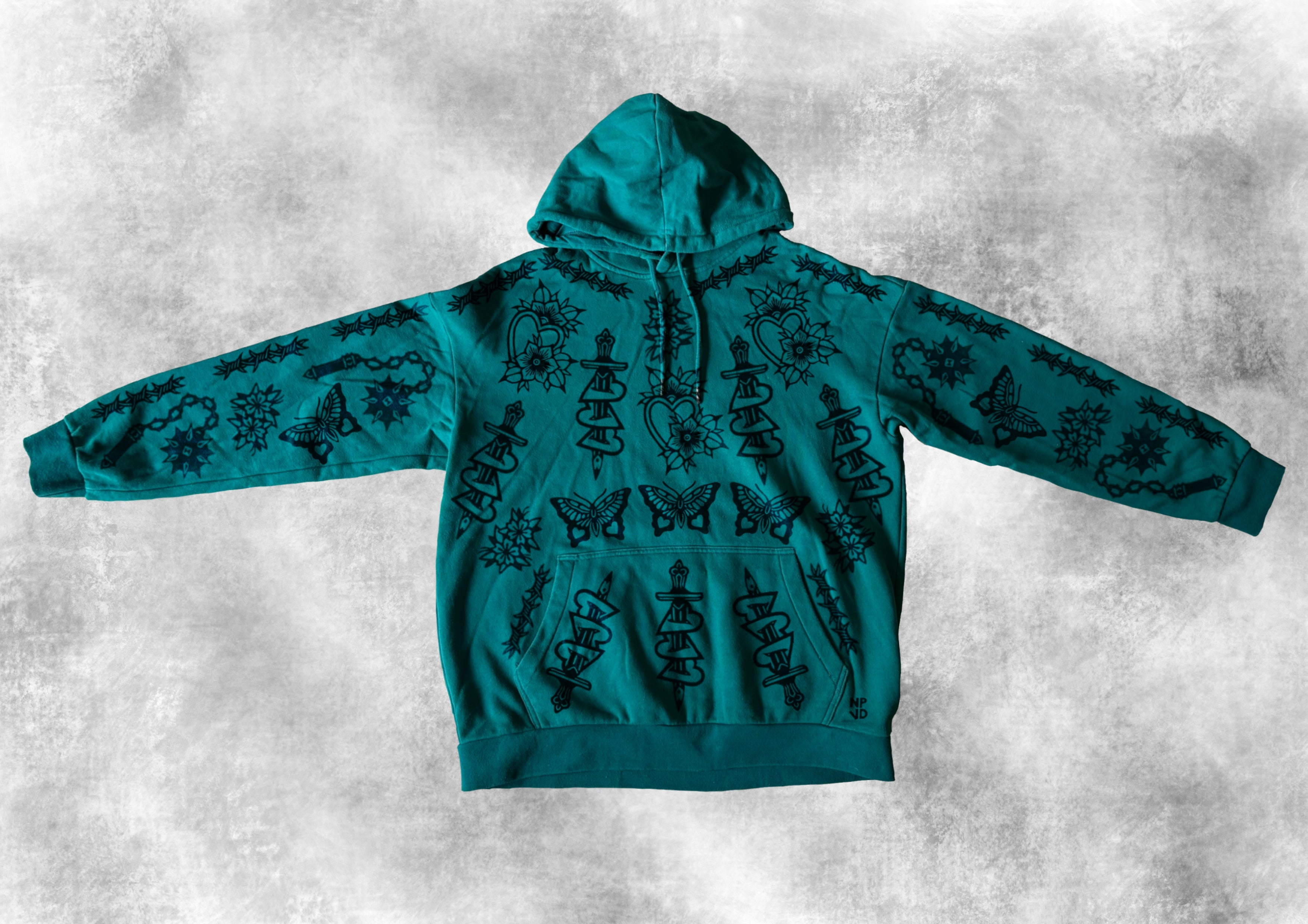 GREEN ALLPRINT HOODIE