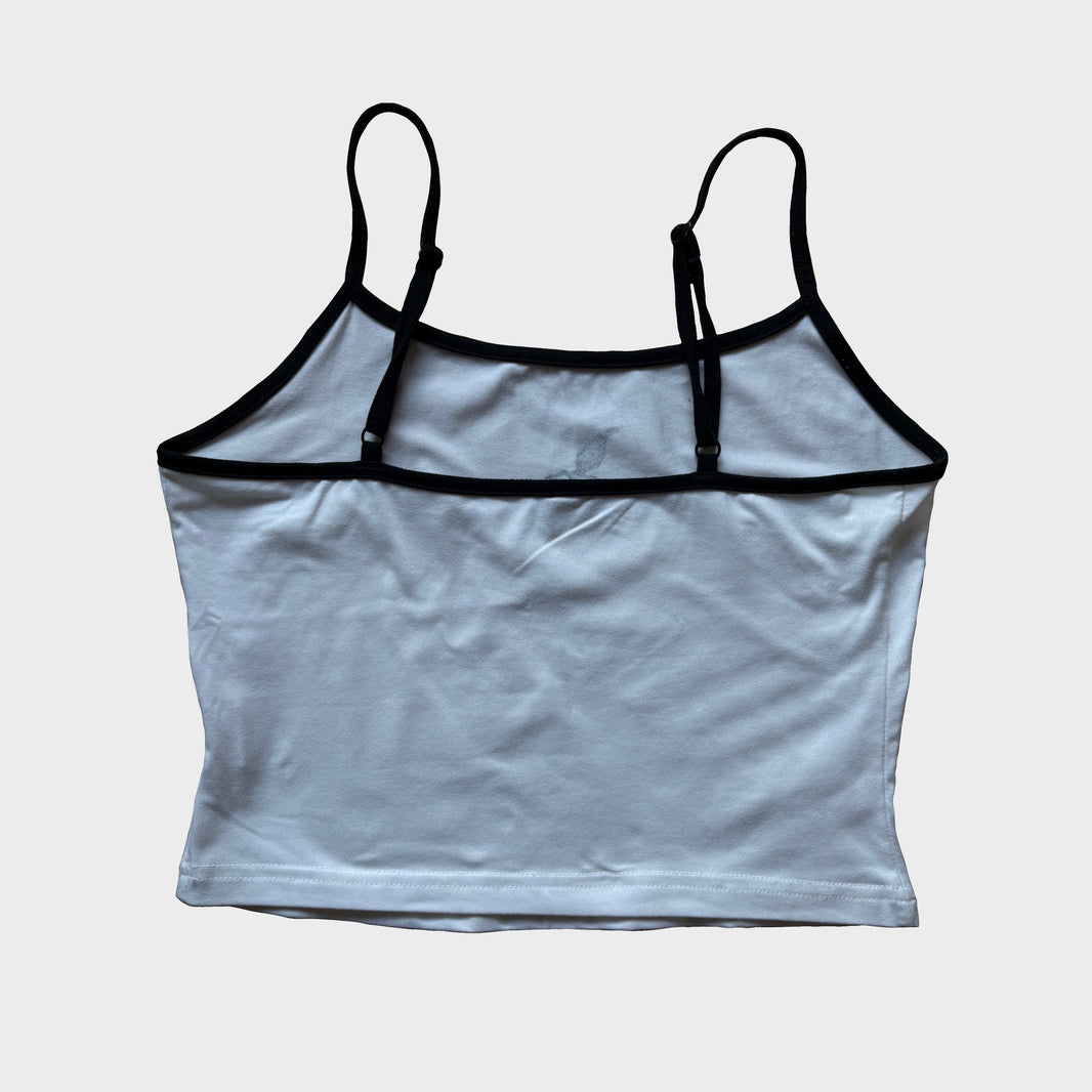 Lily Hand-Printed White Cami Top – S