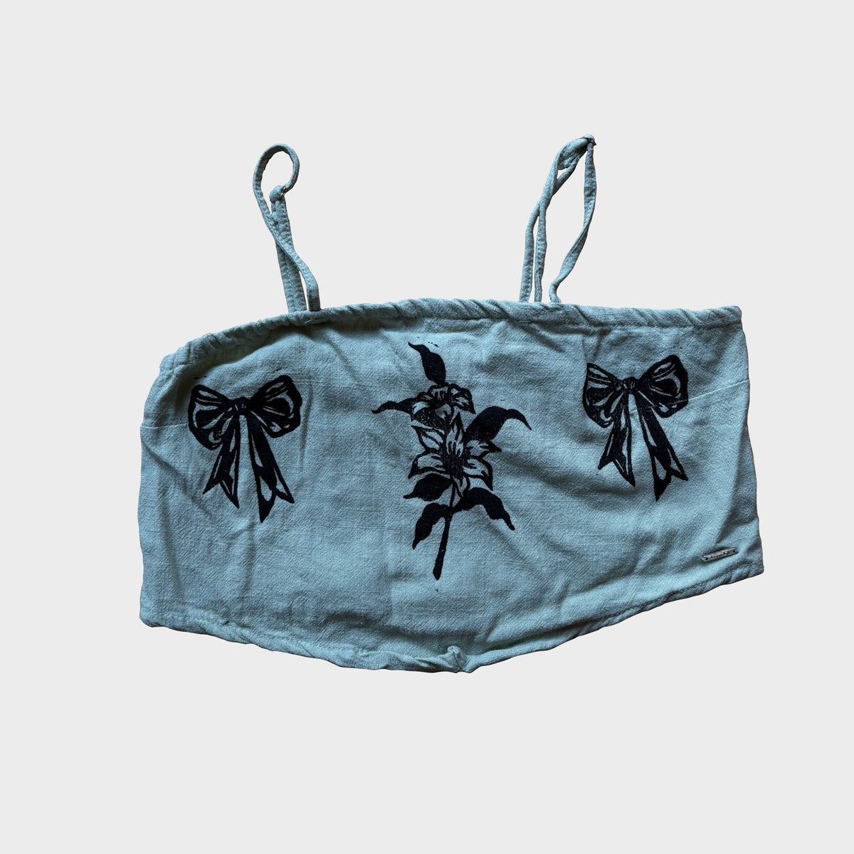 Lily & Bows Hand-Printed Pastel Green Crop Top – L
