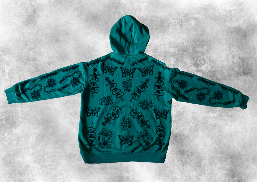 GREEN ALLPRINT HOODIE