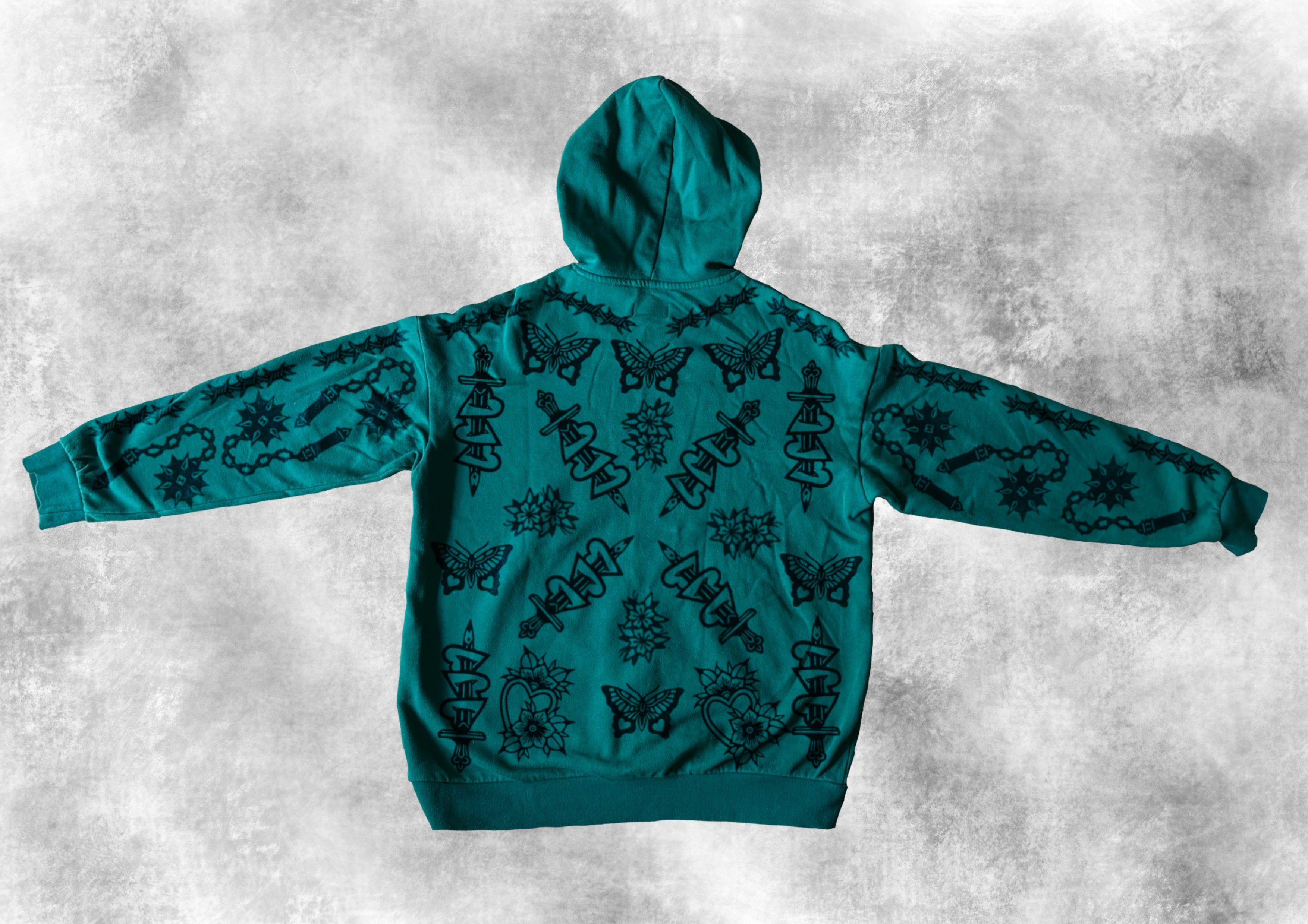 GREEN ALLPRINT HOODIE