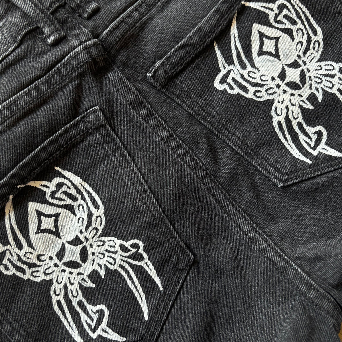 Butterfly Hand-Printed Black Jeans – XS