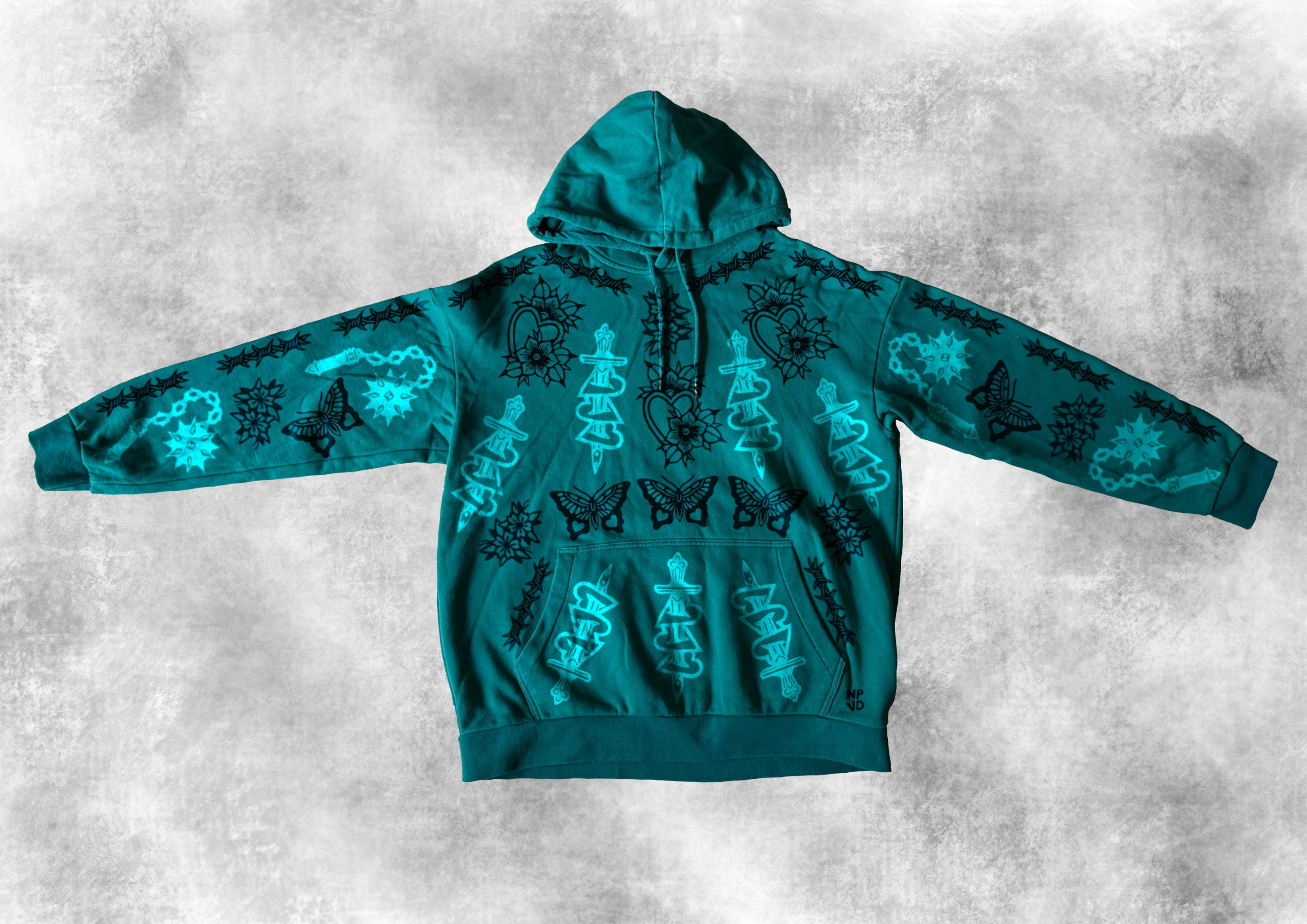 GREEN ALLPRINT HOODIE