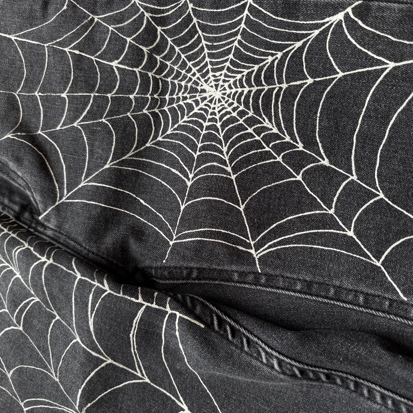 Spiderweb Hand-Painted Grey Jeans – XS