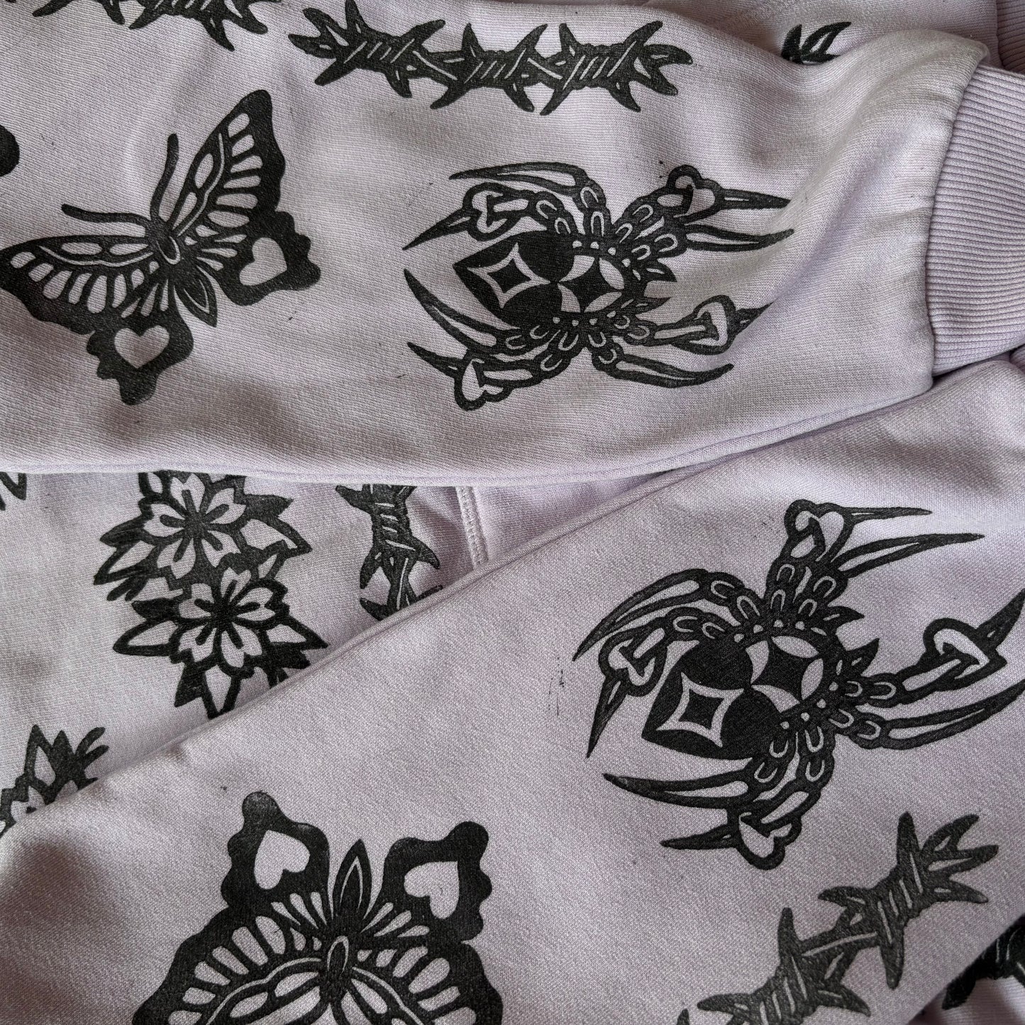 Hand-Printed Light Purple Hoodie – M