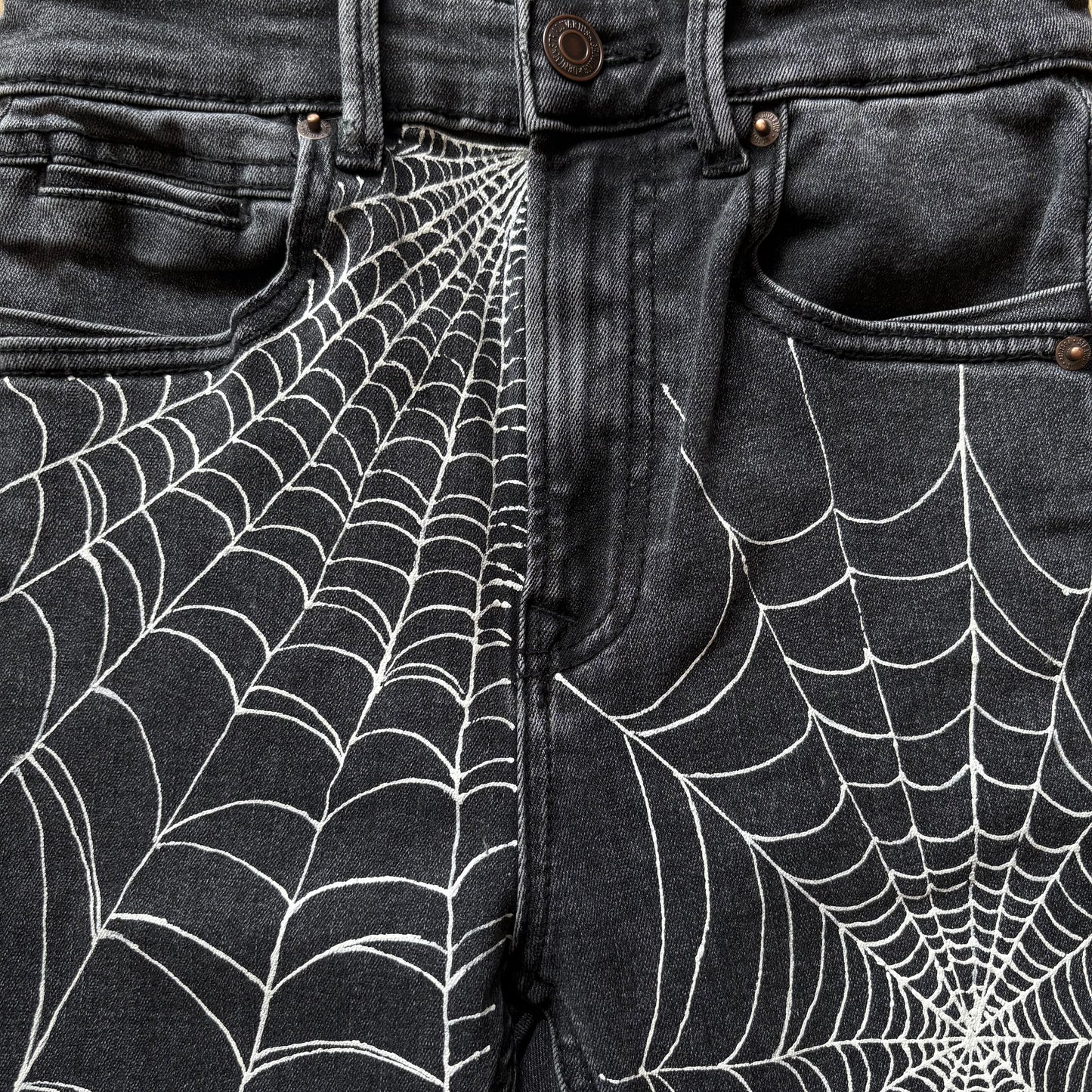 Spiderweb Hand-Painted Grey Jeans – XS