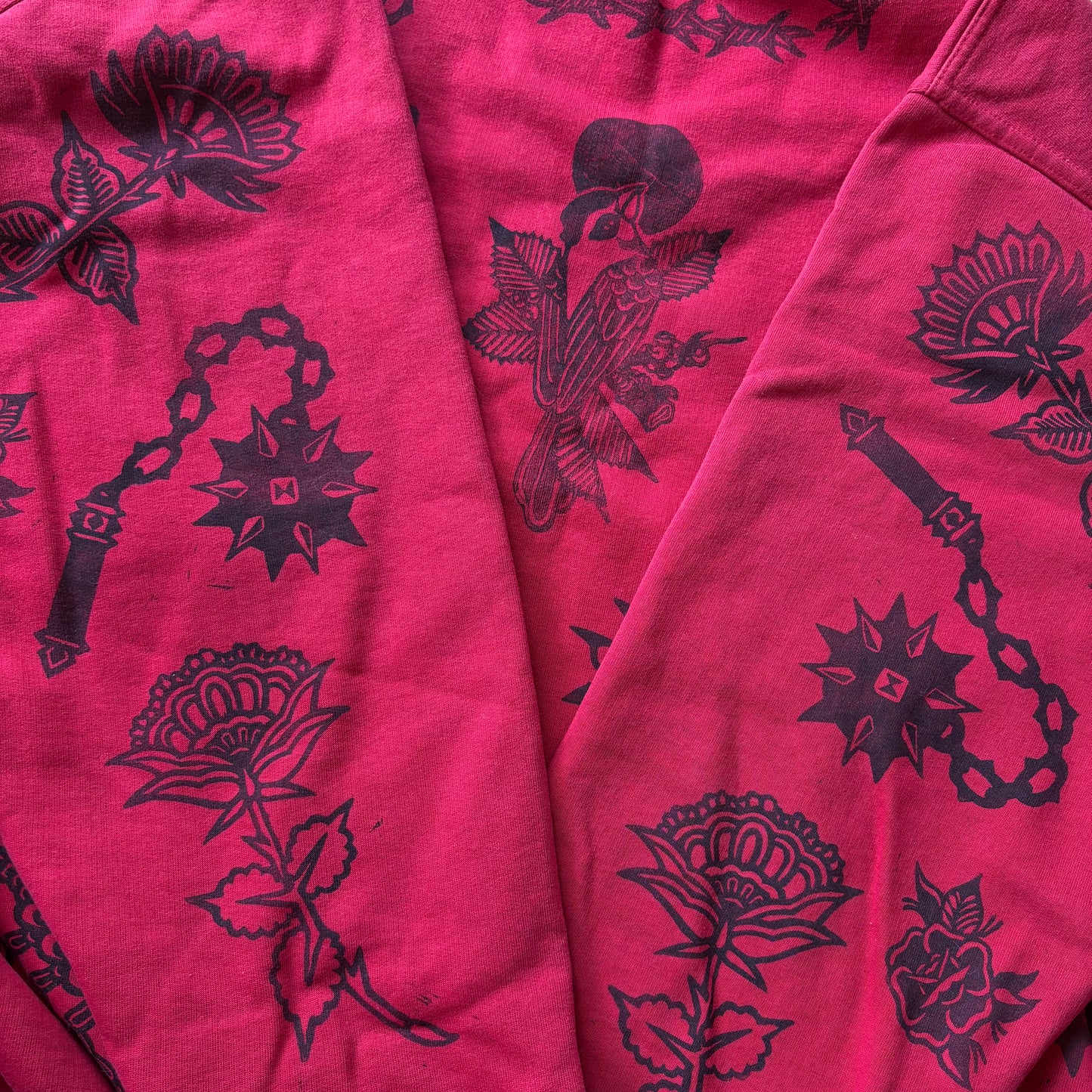 Hand-Printed Oversized Red Sweatshirt – 4XL